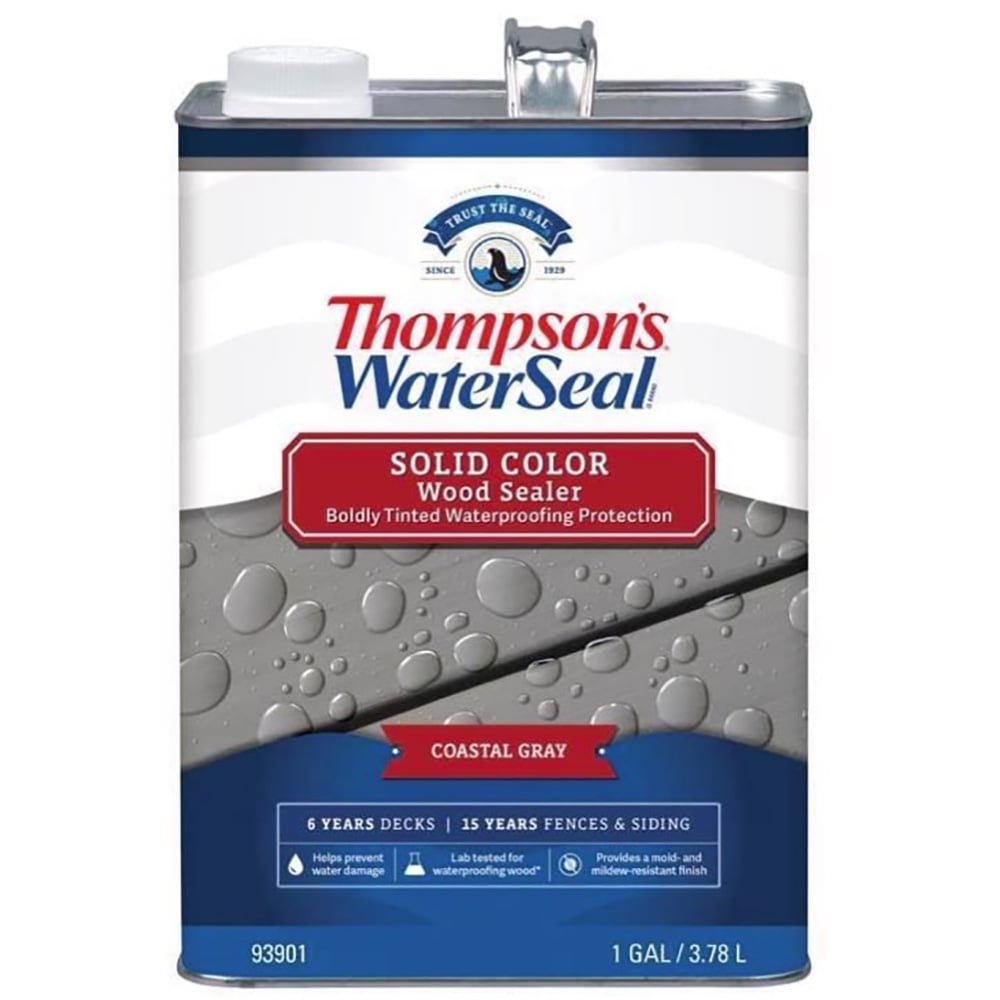 Thompson's WaterSeal Wood Sealer Solid Coastal Gray Waterproofing Wood Stain and Sealer 1 gal